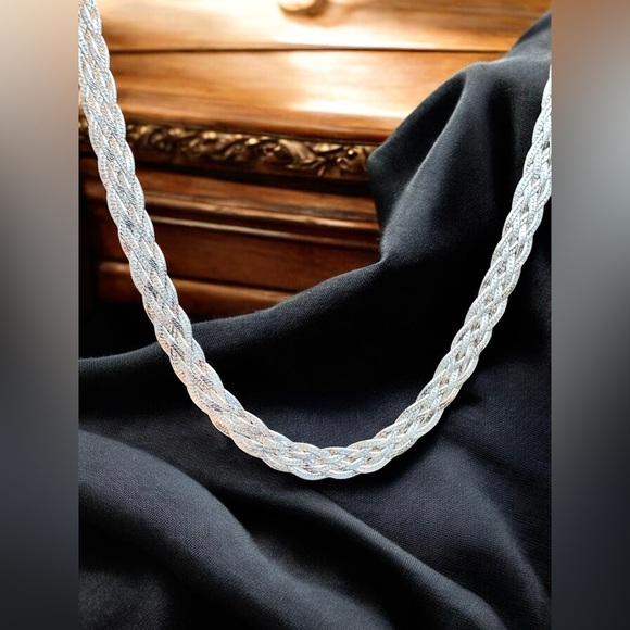 Vintage Signed 925 Mex MD28 Sterling Silver Woven Necklace - Picture 9 of 9